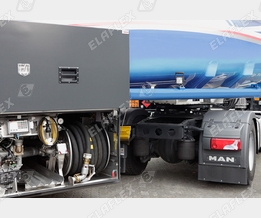 Tank truck and trailer with HD 45 hose reel, ZV 500 nozzle